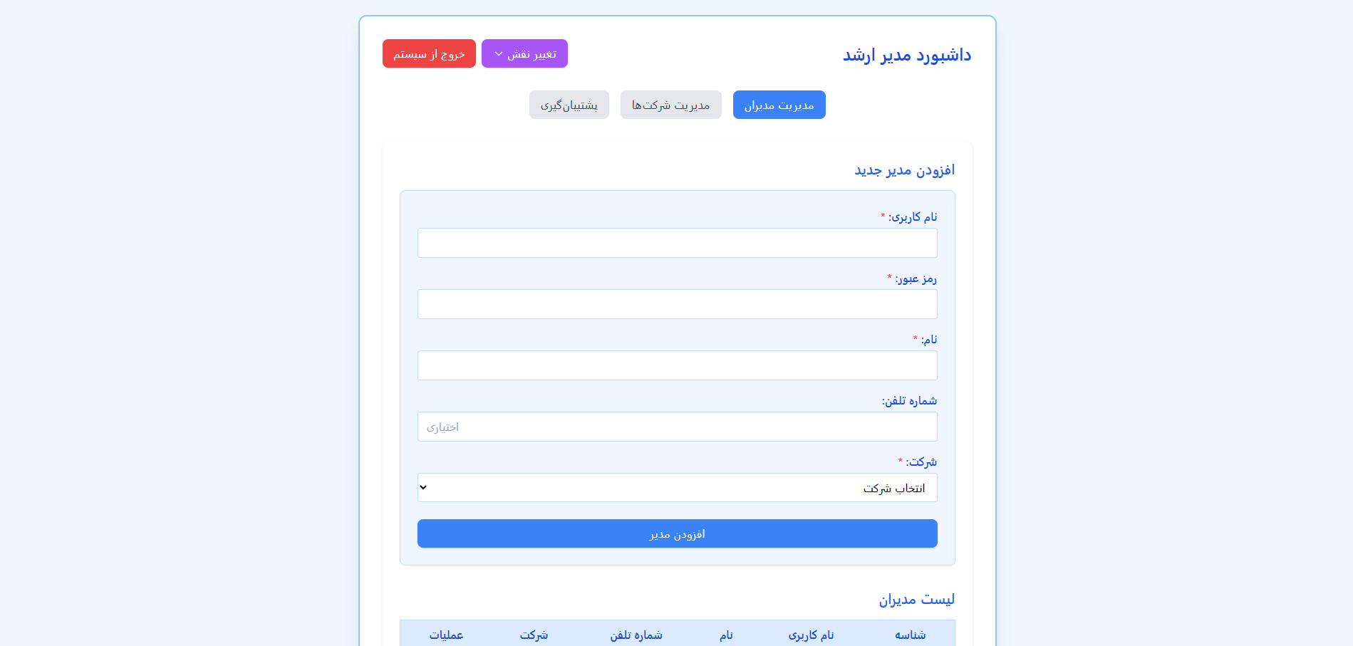 پنل ادمین